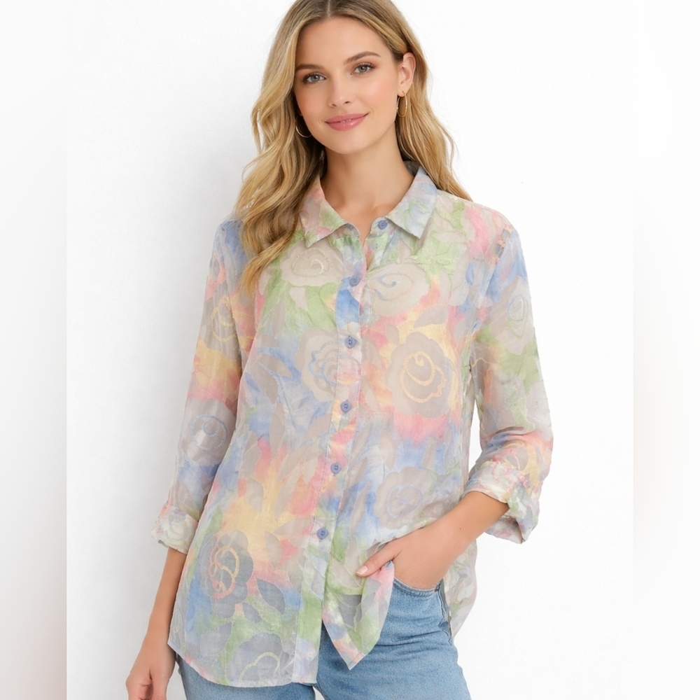 Erin London Sheer Multicolor Tunic Size Xl